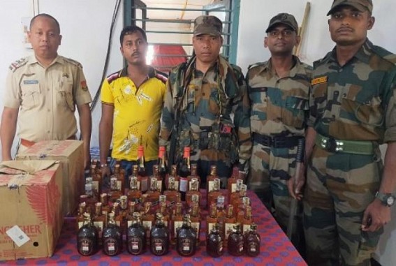 Belonia Police seized foreign liquor bottles based on secret sources information in Belonia Belonia Police seized foreign liquor bottles based on secret sources information in Belonia